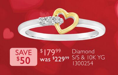 Diamond Promise Ring in Sterling Silver and 10K Yellow Gold