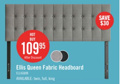 Ellis Upholstered Headboard in Grey Fabric, Button Tufted - Queen Size