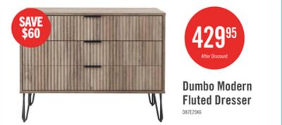 Dumbo Modern 35" Fluted Dresser in Rustic Gray (3-Drawer)