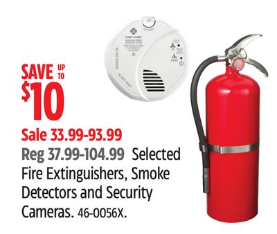 Selected Fire Extinguishers, Smoke Detectors and Security Cameras.