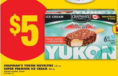 CHAPMAN'S YUKON NOVELTIES, 5-8'S OR SUPER PREMIUM ICE CREAM, 500 ML