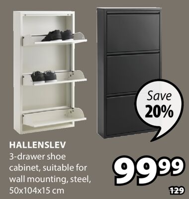 HALLENSLEV 3-drawer shoe cabinet