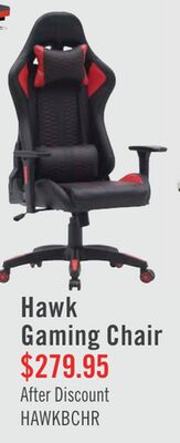 Hawk 27.5" Ergonomic Gaming Chair - Black & Red