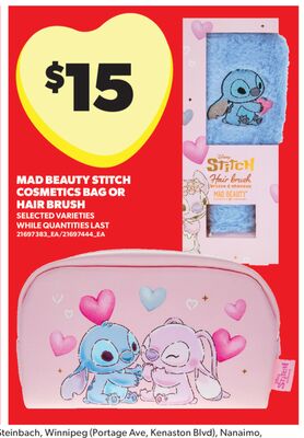 MAD BEAUTY STITCH COSMETICS BAG OR HAIR BRUSH