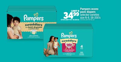 PAMPERS ECONO PACK DIAPERS, 58-200' S