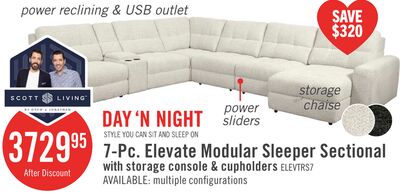 Scott Living Elevate Modular 7-Piece Right-Facing Chenille Fabric Power Reclining and Sliding Sectional - Beige