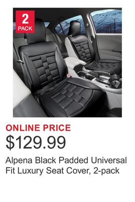 Alpena Black Padded Universal Fit Luxury Seat Cover, 2-pack