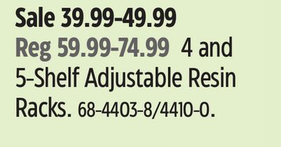 4 and 5-Shelf Adjustable Resin Racks