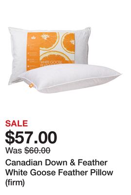 Canadian Down & Feather White Goose Feather Pillow (firm)