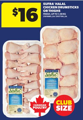 SUFRA® HALAL CHICKEN DRUMSTICKS OR THIGHS, UP TO 1.58 KG