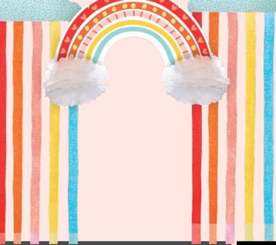 Retro Rainbow Hanging Doorway Curtain Decoration, Multi-Coloured, 16-in, 5-pk, for Birthday Party