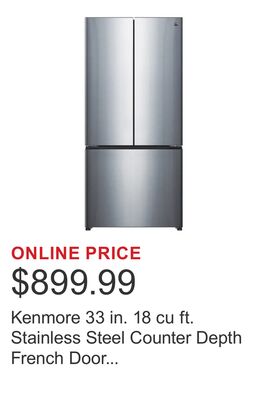 Kenmore 33 in. 18 cu ft. Stainless Steel Counter Depth French Door Refrigerator with Frost Free Design