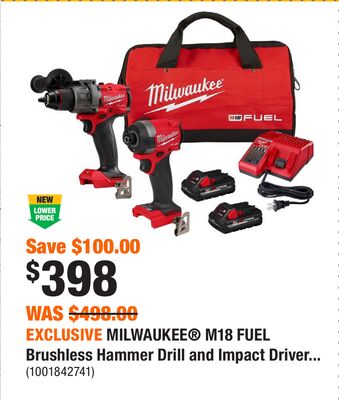 EXCLUSIVE MILWAUKEE® M18 FUEL Brushless Hammer Drill and Impact Driver Combo Kit