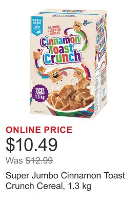 Super Jumbo Cinnamon Toast Crunch Cereal, 1.3 kg