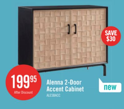 Alenna 36" 2-Door Accent Cabinet - Black with Weathered White Doors