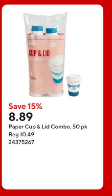 Paper Cup & Lid Combo. 50 pk
