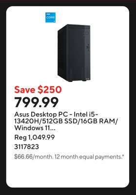 Asus Desktop PC - Intel i5-13420H/512GB SSD/16GB RAM/Windows 11 Home/Grey