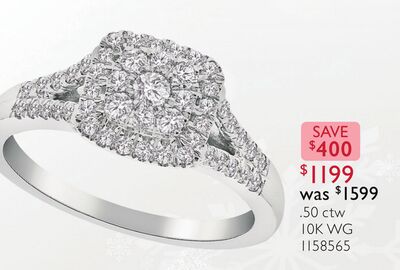 10K White Gold 0.50CTW Diamond Fashion Ring