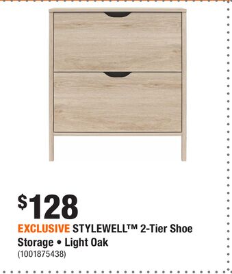 EXCLUSIVE STYLEWELL™ 2-Tier Shoe Storage • Light Oak