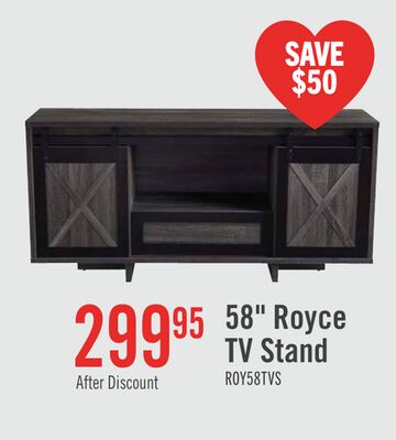 Royce 58" Modern TV Stand with Storage and Cable Management for TVs up to 65"- Distressed Grey