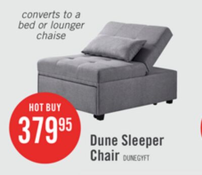 Dune 43.75" Fabric Convertible Sleeper Chair with Tufted Cushions - Grey