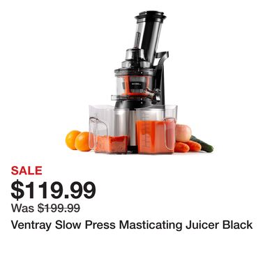 Ventray Slow Press Masticating Juicer Black
