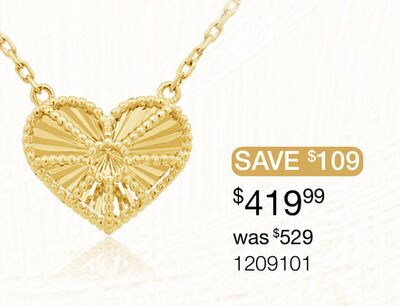 10K Yellow Gold Heart 18" Necklace