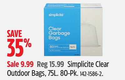 Simplicite Clear Outdoor Bags, 75L.
