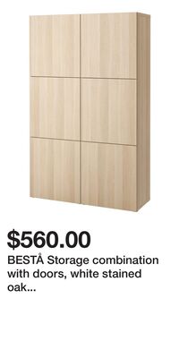 BESTÅ Storage combination with doors, white stained oak effect/Lappviken white stained oak effect