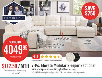 Scott Living Elevate Modular 7-Piece Right-Facing Chenille Fabric Power Reclining and Sliding Sectional - Beige