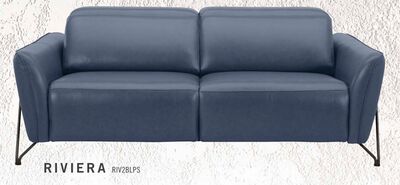 Riviera Top-Grain Genuine Leather Power Reclining Sofa - Blue