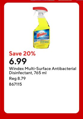 Windex Multi-Surface Antibacterial Disinfectant, 765 ml