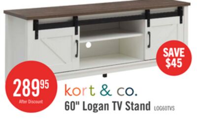 Kort & Co. Logan Traditional 60" TV Stand with Storage – Walnut Oak