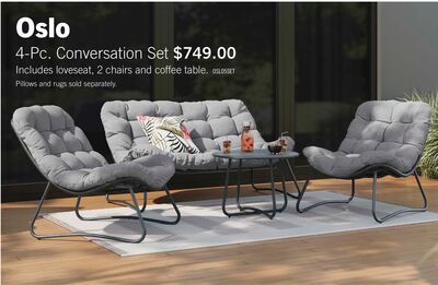 Oslo 4-Piece Outdoor Patio Conversation Set with Loveseat, 2 Lounger Chairs & Coffee Table - Resin Wicker & Metal, UV & Weather Resistant - Grey