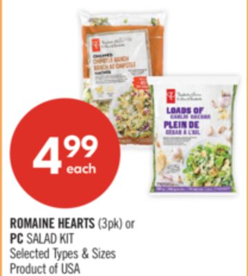 ROMAINE HEARTS (3pk) or PC SALAD KIT