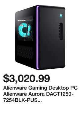 Alienware Gaming Desktop PC Alienware Aurora DACT1250-7254BLK-PUS Intel Core Ultra 7 265KF 32GB 1TB SSD GeForce RTX 5070 Windows 11 Home