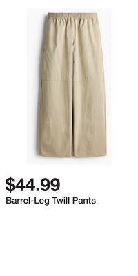 Barrel-Leg Twill Pants
