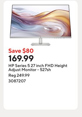 HP Series 5 27 inch FHD Height Adjust Monitor - 527sh