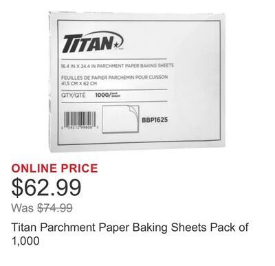 Titan Parchment Paper Baking Sheets Pack of 1,000