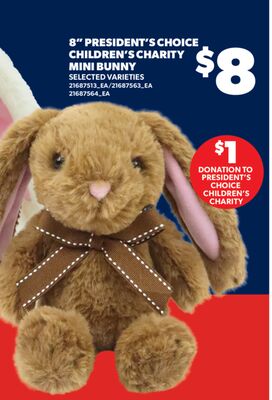 8" PRESIDENT'S CHOICE CHILDREN'S CHARITY MINI BUNNY