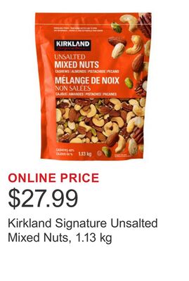 Kirkland Signature Unsalted Mixed Nuts, 1.13 kg