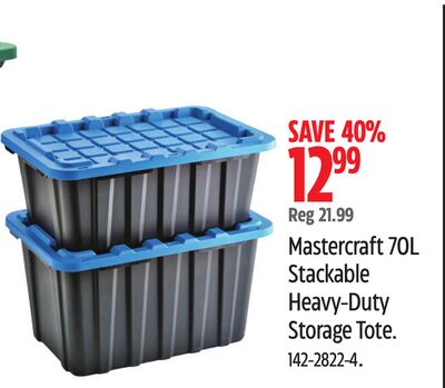 Mastercraft 70L Stackable Heavy-Duty Storage Tote