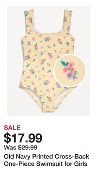 Old Navy Printed Cross-Back One-Piece Swimsuit for Girls