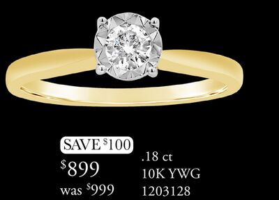 Glacier Fire 10K Yellow Gold Canadian 0.18CT Diamond Solitaire Ring