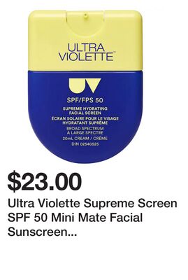 Ultra Violette Supreme Screen SPF 50 Mini Mate Facial Sunscreen Moisturizer and Primer