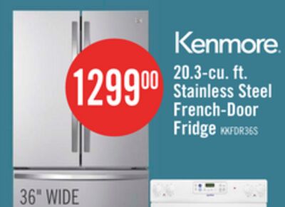 Kenmore 36" 20.3 Cu. Ft French Door Refrigerator – Fingerprint Resistant Stainless Steel - KKFDR36x20.3-SS