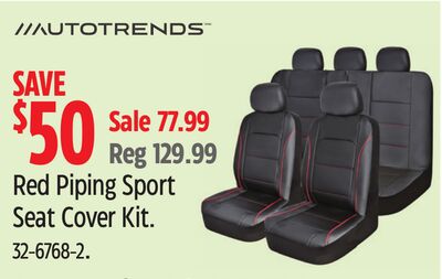 Autotrends Red Piping Sport Seat Cover Kit