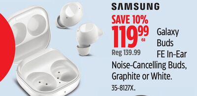 Samsung Galaxy Buds FE In-Ear Noise-Cancelling Buds, Graphite or White