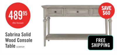 Sabina Solid Wood Console Table With 3 Drawers And Shelf - Grey Wash