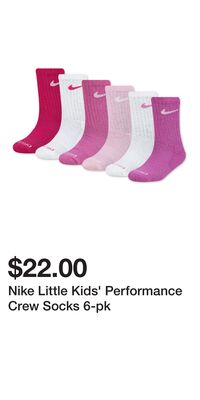 Nike Little Kids' Performance Crew Socks 6-pk